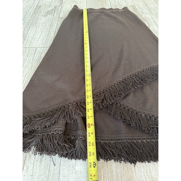 St. John Maxi Santana Knit Pull on Skirt Bottom Fringe Brown Size M Boho - Picture 4 of 12